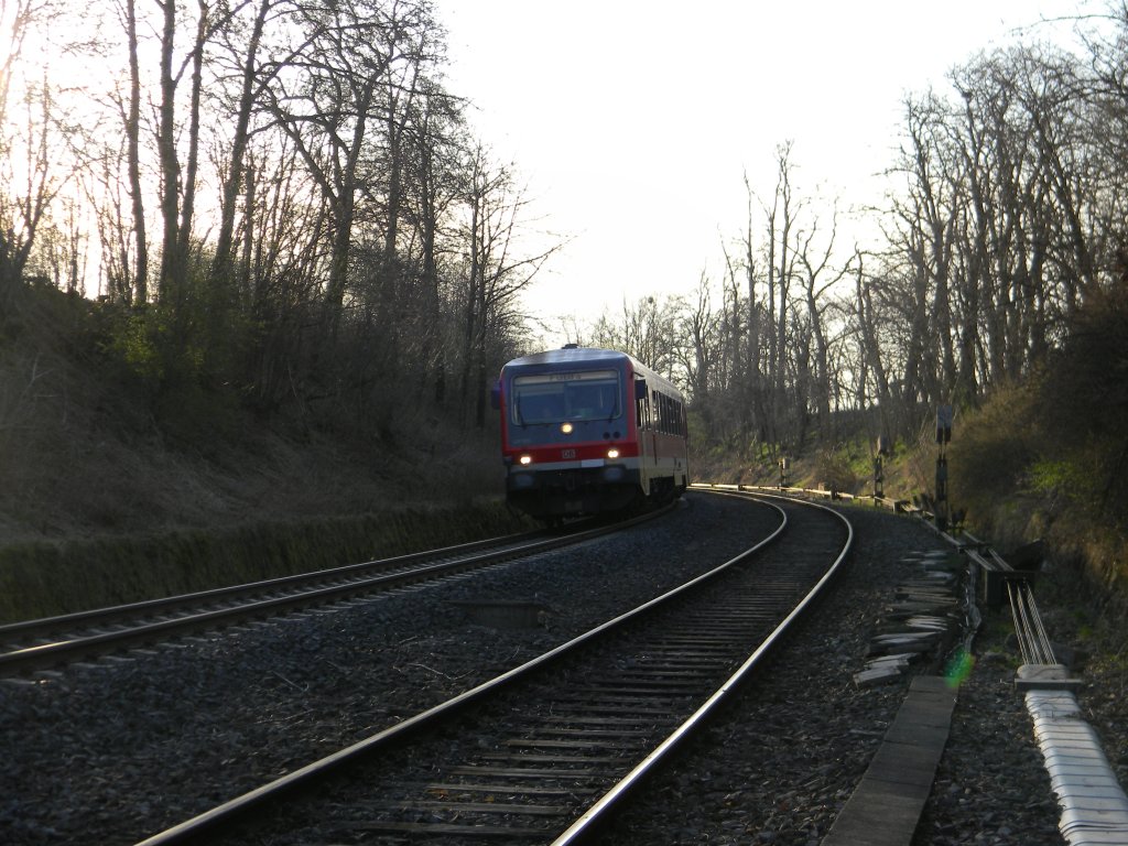 Baureihe 628 579 als Regionalzug richtung Fulda bei Maberzell nahe Fulda am 02.04.2011