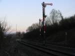 Formsignale auf der Strecke Fulda - Gieen nahe Maberzell bei Fulda am 02.04.2011